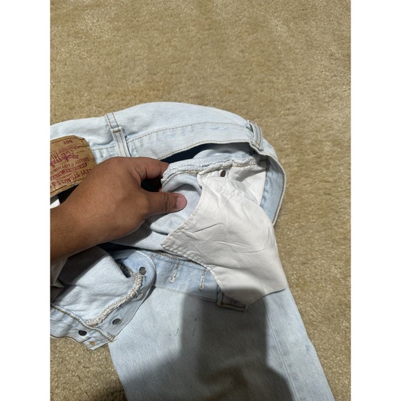 Vintage Levis 501 Jeans Mens 32x34 Light Wash Button Fly Straight USA Denim 90s - Picture 7 of 15